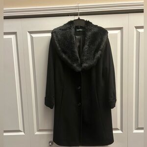 Lauren Ralph Lauren Black Coat with Faux Fur Collar